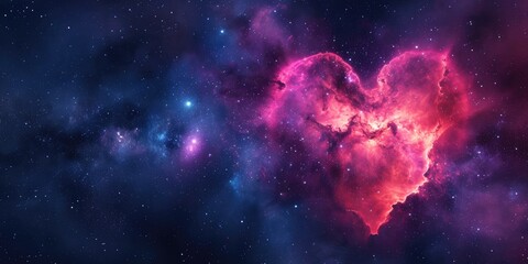 heart nebula in space with coloful background and stars for love and romance - obrazy, fototapety, plakaty