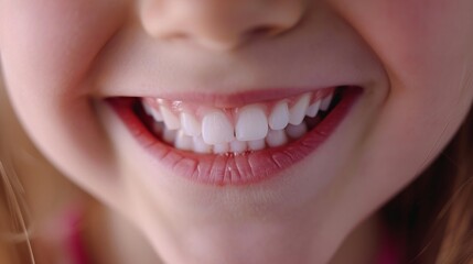 Closeup smile with beautiful teeth. Child's smile