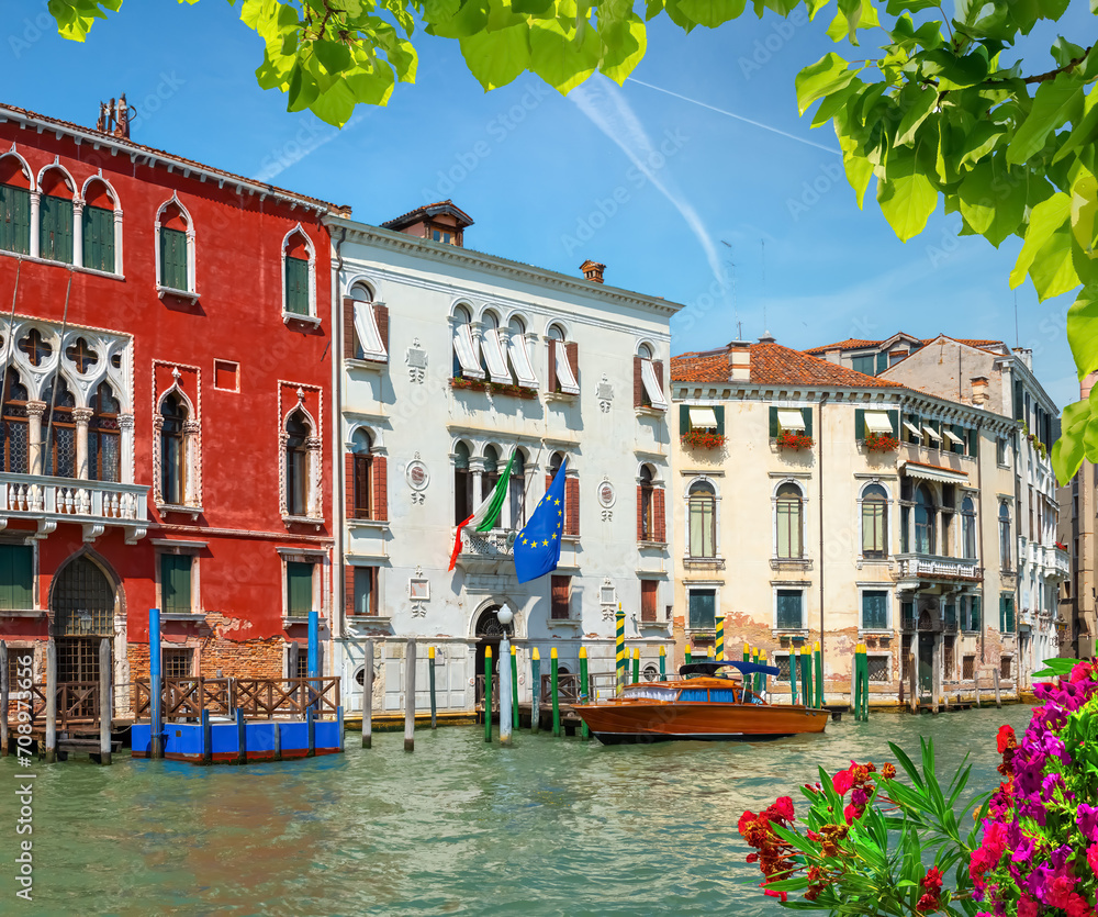 Wall mural boat on the grand canal