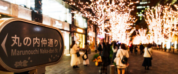 丸の内 イルミネーション 2023 は 光輝く 冬 の 風物詩 【 東京 の 夜景 】
 - obrazy, fototapety, plakaty