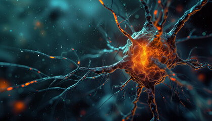 Neuron cell with electrical impulses in abstract space