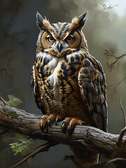 Krzysztof Boguszewski's Digital Masterpiece Capturing the Majestic Great Horned Owl ai generated