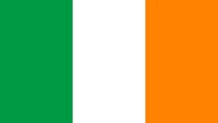 The national flag of Ireland with the correct official colours which is a tricolour of three horizontal stripes of green, white and orange, stock illustration image