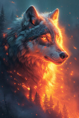 Wolf's Enchanting Glow in the Realm of Magic