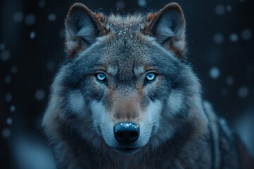 Wolf Adorned by the Whispering Grace of Snowflakes
