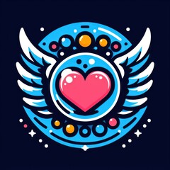 Obraz premium blue heart with wings