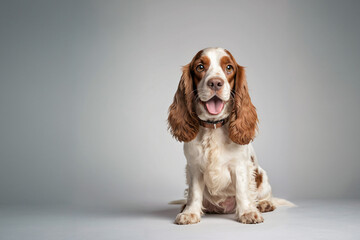 Cavalier monarch spaniel dog. Pet studio portrait 