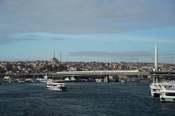 istanbul cityscape from galata bridge panorama