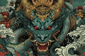 Fototapeta premium evil demon head on a dark background