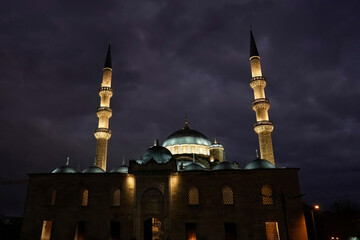 Eminonu yeni cami new mosque in istanbul turkey night view