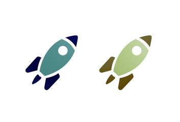 Rocket icon symbol blue and yellow