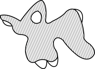 Black and white line art vector illustration of a uniquely designed dot character—Mysterious Figure in Long Garb: Enveloped Like the Angel of Death, formed from random dots