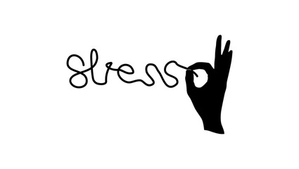 Cope with stress, ntie the stress knot, black isolated silhouette