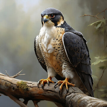 Krzysztof Boguszewski's Photorealistic Digital Portrait of a Peregrine Falcon Perched in DeviantArt HD ai generated