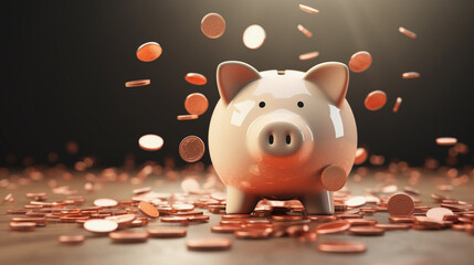 symbol of saving money, coins, saving change, collecting money in a jar, piggy bank