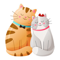 Vector Valentine's day couple in love hugs. February 14. Cartoon characters isolated on white background