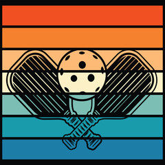 retro pickleball vector,vintage color,funny vintage color t-shirt design 