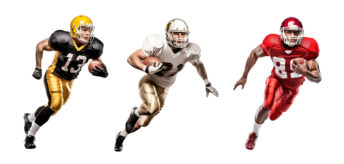 American football rushing fast holding a ball