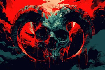evil demon skull on a dark background