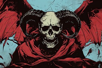 evil demon skull on a dark background