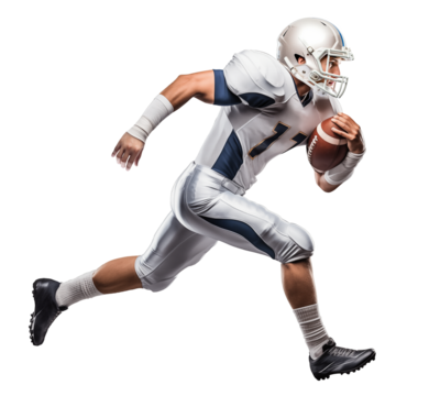 American football running back player running with a ball, side view - Powered by Adobe