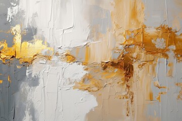 ベージュと金色と白色の絵の具でペイントされたキャンバス背景, Generative AI