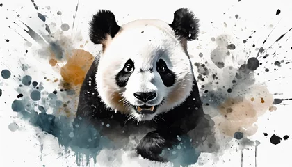 Foto op Plexiglas stylized grunge panda illustration with paint splatters © Richard