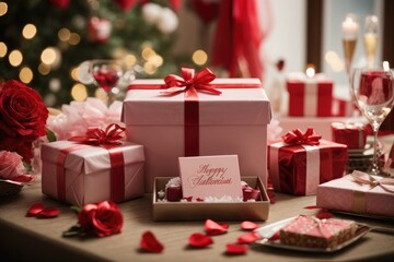 Obraz na płótnie Canvas christmas gift boxes and decorations