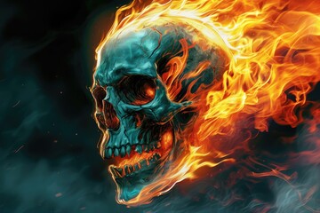 Fototapeta premium evil demon skull on a dark background
