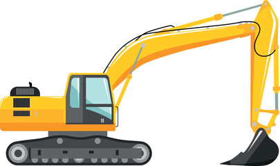 Excavator Icon in Flat Style. Vector Illustration