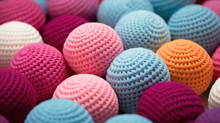 Close-up of coloured skeins of wool thread. Cosy hobby concept