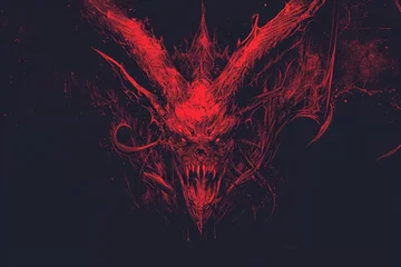 Poster evil demon head on a dark background © DC
