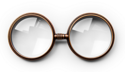 vintage bronze double magnifier isolated on transparent background
