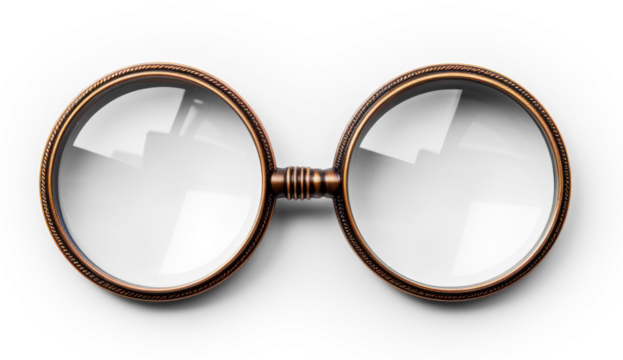 vintage bronze double magnifier isolated on transparent background