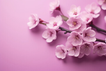 Delicate cherry blossoms bloom against a soft pink backdrop, embodying the fleeting beauty of spring and the cherished Japanese hanami