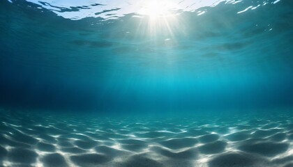 underwater ocean panorama with water surface sun on a sunbeam serbien izrael in the style of dark teal and light silver fluid photography - obrazy, fototapety, plakaty