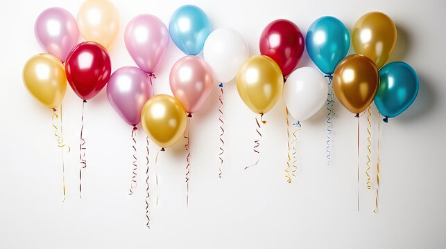 A bunch of balloons with the words happy birthday. Suitable for birthday invitations, greeting cards, social media posts, and any celebratory design projects that require a festive and cheerful elemen