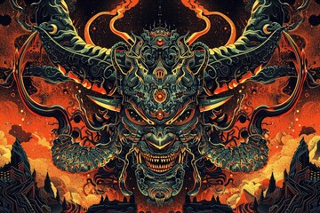 evil demon head on a dark background