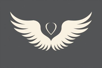Obraz premium Emblem of Love and Freedom: Angelic Heart Wings on Dark Backdrop - Generative AI