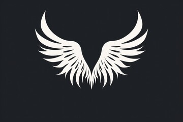 Obraz premium Emblem of Love and Freedom: Angelic Heart Wings on Dark Backdrop - Generative AI
