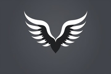 Obraz premium Emblem of Love and Freedom: Angelic Heart Wings on Dark Backdrop - Generative AI
