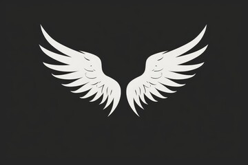 Obraz premium Emblem of Love and Freedom: Angelic Heart Wings on Dark Backdrop - Generative AI