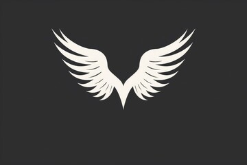 Obraz premium Emblem of Love and Freedom: Angelic Heart Wings on Dark Backdrop - Generative AI