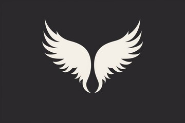 Obraz premium Emblem of Love and Freedom: Angelic Heart Wings on Dark Backdrop - Generative AI