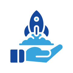rocket icon and hand icon outline black style. Business and finance icons