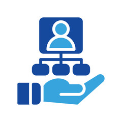 organitation icon and hand icon outline black style. Business and finance icons