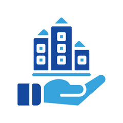 apartement icon and hand icon outline black style. Business and finance icons