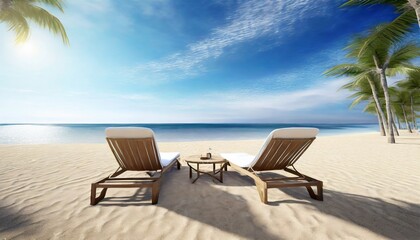 lounge chairs on the beach generative ai