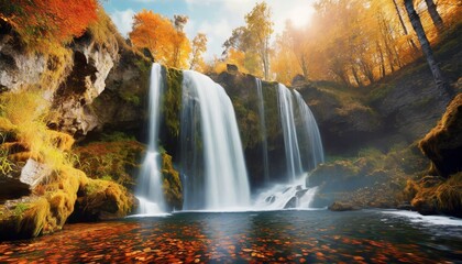 waterfall in autumn generative ai