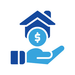 home and hand icon outline black style. Business and finance icons